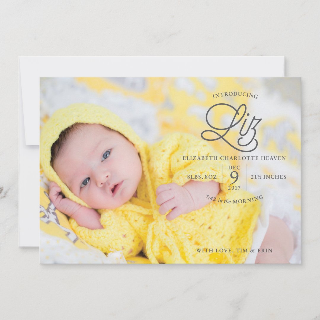 Liz Heaven Birth Announcement Zazzle