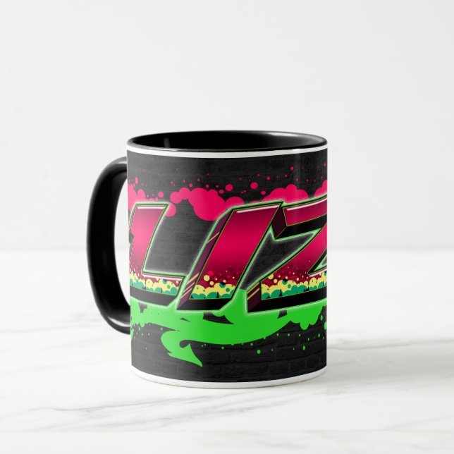 Liza First name name Graffiti red green Tasse Mug (Front Left)