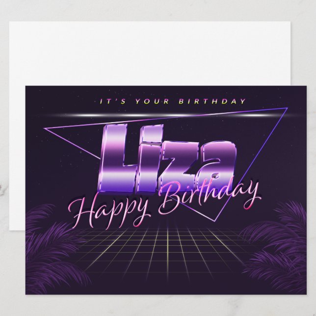 Liza Name First name lila retro card Birthday (Front/Back)