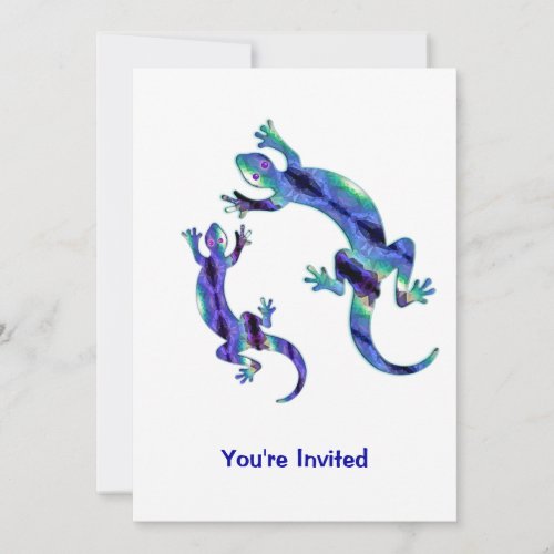 LIZARD 1 DUO BLUE AND GREEN MOSAIC INVITATION