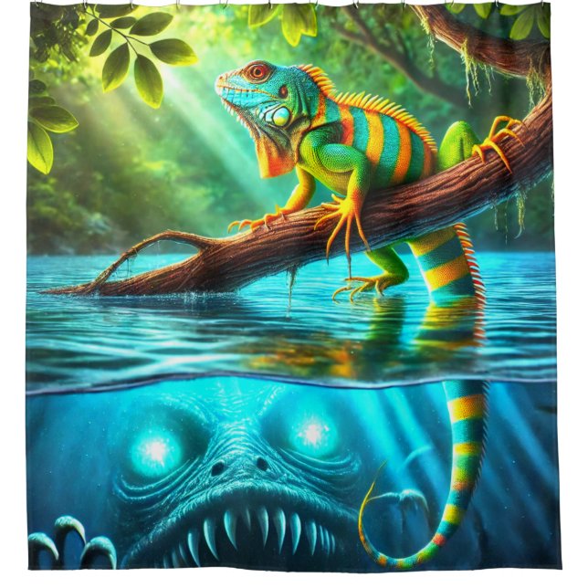 Lizard and Monster Shower Curtain (Front)