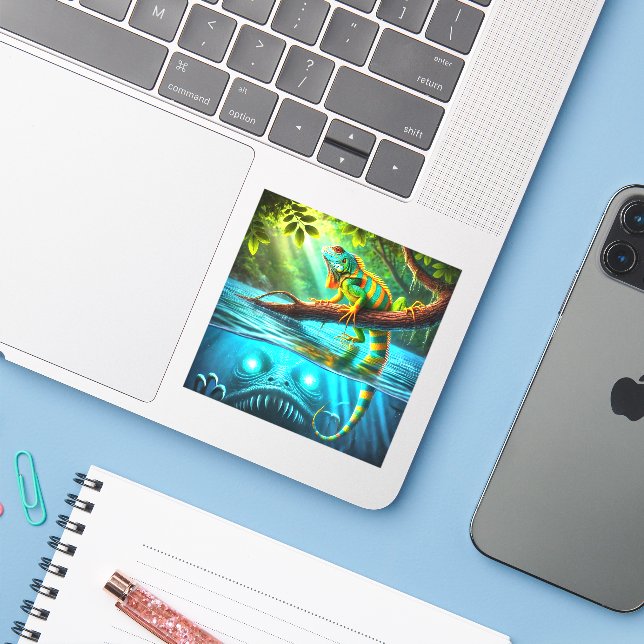 Lizard and Monster Sticker (Laptop w/ iPhone)