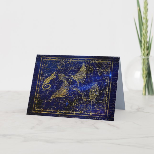 lizard and swan constellation greeting card (Front)