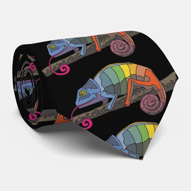 LIZARD ART FUNNY MEN'S Neck Tie (Rolled)