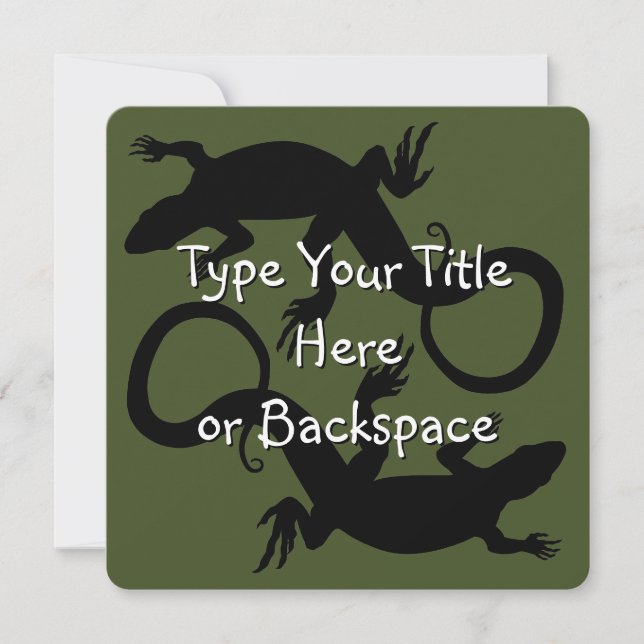 Lizard Art Invitations Personalized Reptile RSVP (Front)
