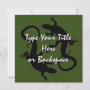 Lizard Art Invitations Personalized Reptile RSVP