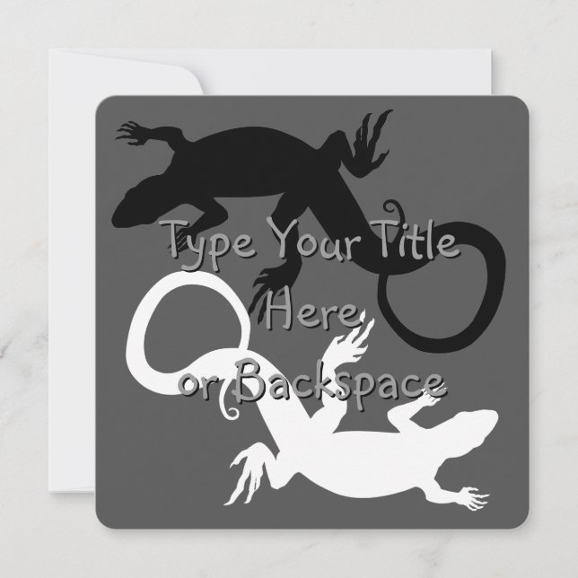 Lizard Art Invitations Personalized Reptile RSVP (Front)