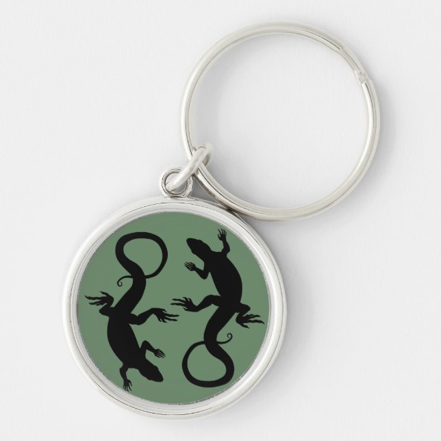 Lizard Art Keychain Cool Retro Reptile Art Gifts (Front)
