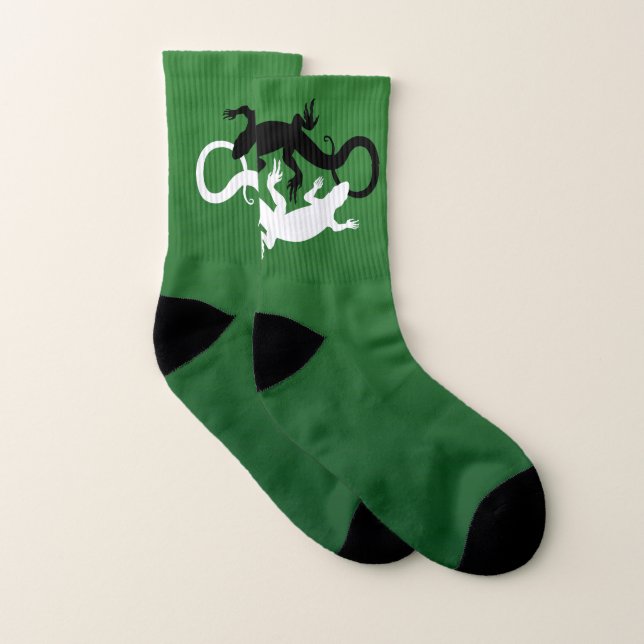 Lizard Art Socks Yin Yang Reptile Socks Custom (Pair)