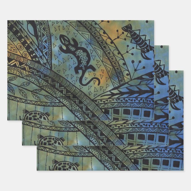 Lizard Batik Wrapping Paper Sheets (Set)