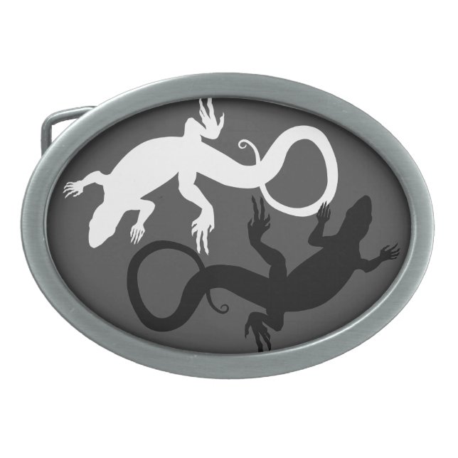 Lizard Belt Buckle Yin & Yan Lizard Art Buckles (Front)