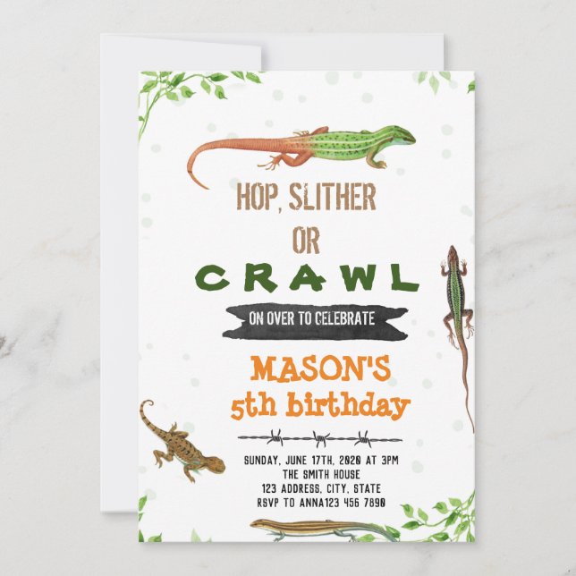 Lizard birthday invitation (Front)