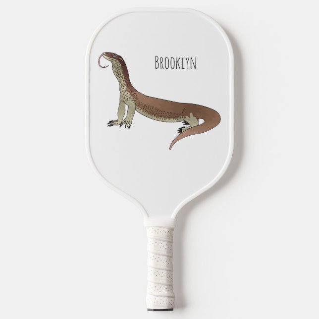 lizard cartoon illustration monitor pickleball paddle (Front)