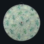 Lizard Dartboard With Darts<br><div class="desc">Green lizard illustration with circle shape decoration on turquoise background</div>