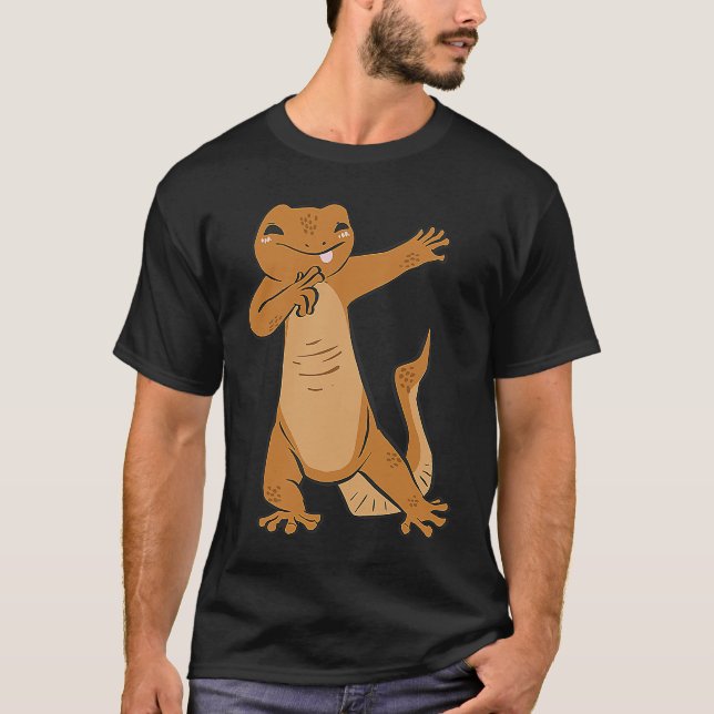 lizard gecko dabbing reptile dab T-Shirt (Front)
