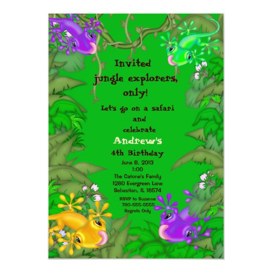Lizard Jungle Birthday Invitation Zazzle Com