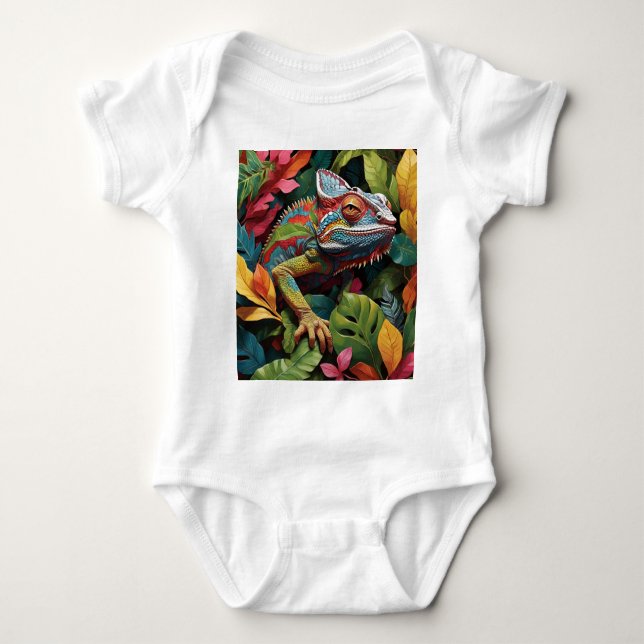 Lizard Leaves & Colour  Baby Bodysuit (Front)