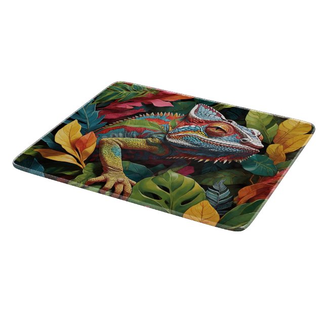Lizard Leaves & Colour  Cutting Board (Corner)