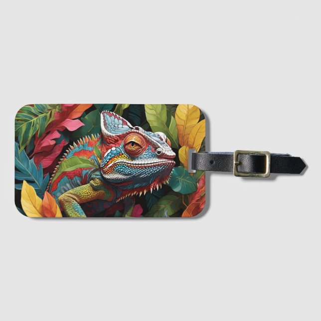 Lizard Leaves & Colour Luggage Tag (Front Horizontal)