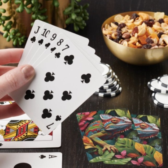 Lizard Leaves & Colour Playing Cards  (Colourful Lizard Poker cards easy to shuffle, smooth card stock. D: 2.5" x 3.5"; poker size.)