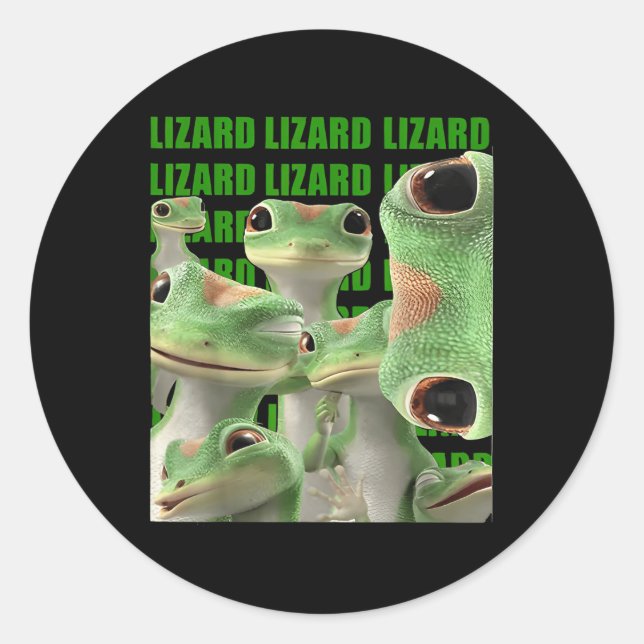 Lizard Lizard Lizard Funny Meme (2 Side) _1  Classic Round Sticker (Front)
