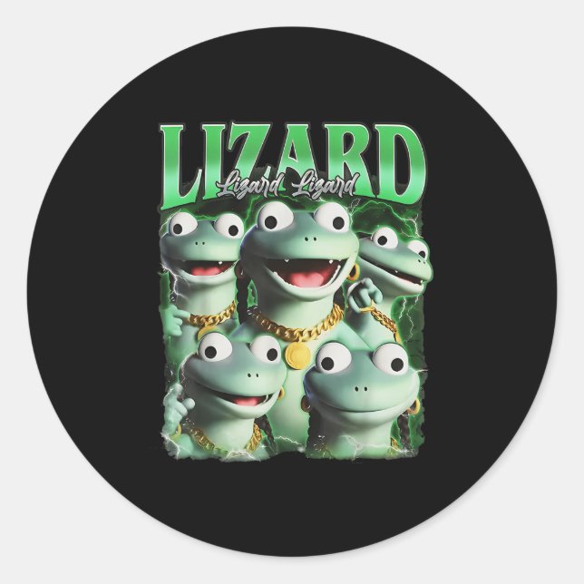 Lizard Lizard Lizard Funny Meme Lizard Bootleg Wei Classic Round Sticker (Front)