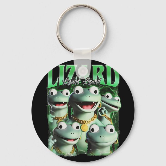 Lizard Lizard Lizard Funny Meme Lizard Bootleg Wei Keychain (Front)