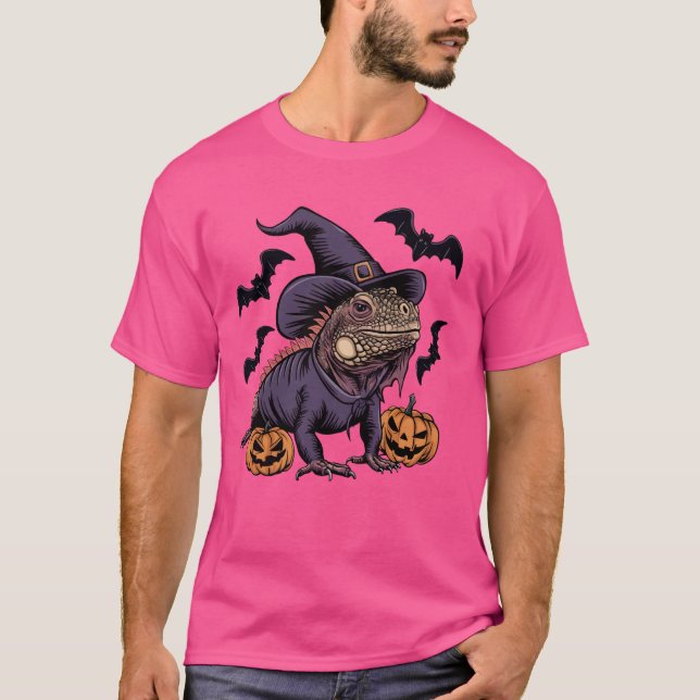 Lizard Lover Scary Pumpkin Bat Witch Lizard Hallow T-Shirt (Front)
