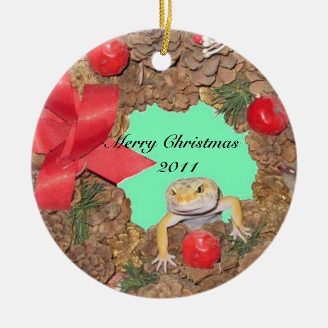 Lizard Lovin Holiday Ceramic Ornament (Front)