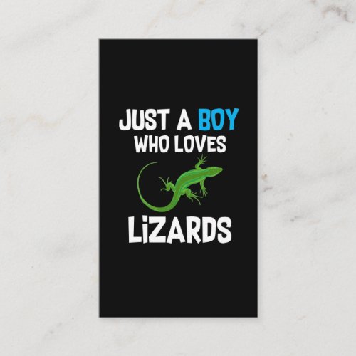 Lizard loving Boy Reptile Animal Pet Fan Business Card
