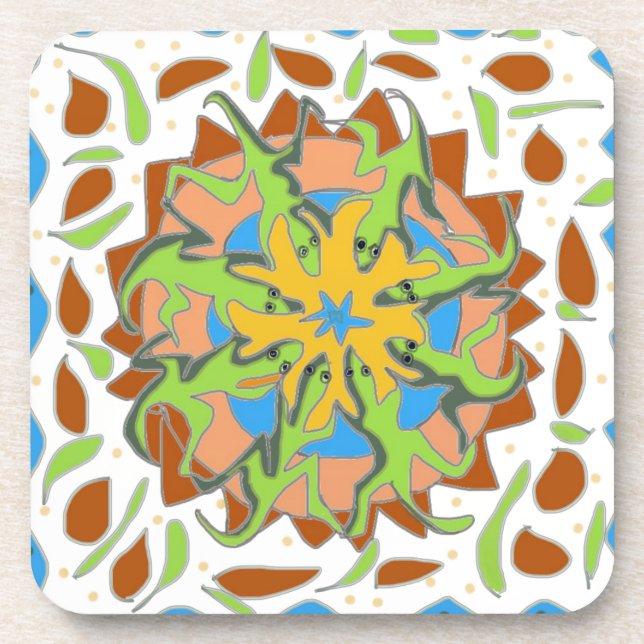 Lizard Mandala Beverage Coaster (Front)