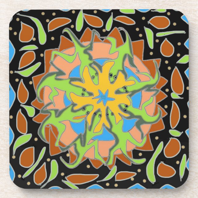 Lizard Mandala Beverage Coaster (Front)