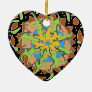 Lizard Mandala Ceramic Ornament