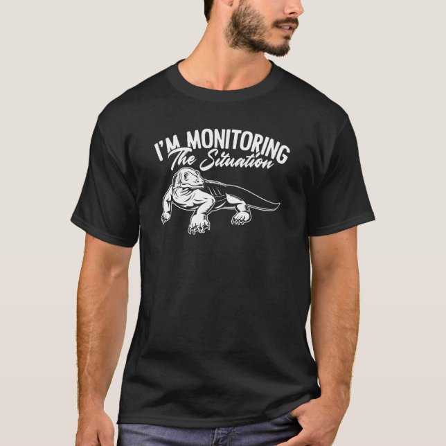 Lizard Monitoring The Situation Reptile Herpetolog T-Shirt (Front)