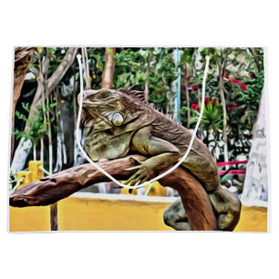 Lizard on a branch large gift bag