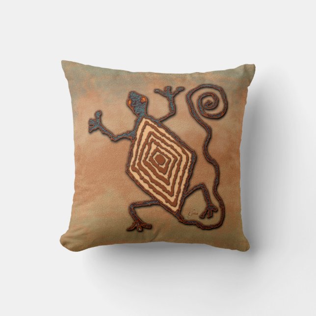 Lizard On A Rock Throw Pillow (Front)