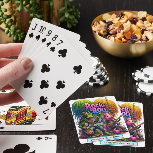 Lizard & Pig Rock Out Monogram Go Fish Game Poker Cards (In Situ)