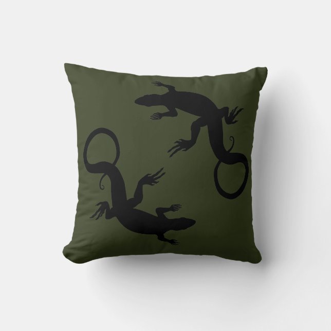 Lizard Pillows Reptile Art Pillows Lizard Decor (Front)