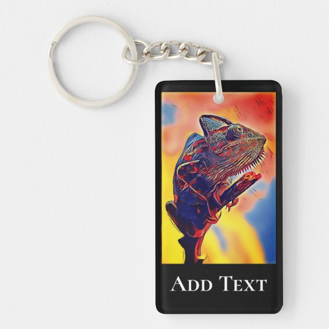 Lizard Portrait Painting Digital Art. Personalize  Keychain (Front)