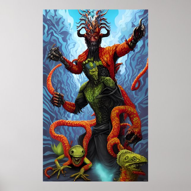 Lizard Power Bonanza - Ken Gage Surreal Art Poster (Front)