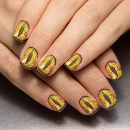 Lizard Reptile Reptilian Animal Yellow Slit Eyes Minx Nail Art