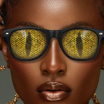 Lizard Reptile Reptilian Slit Eyes Black &amp; Yellow Retro Sunglasses at Zazzle