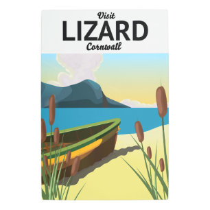 Lizard seaside travel poster