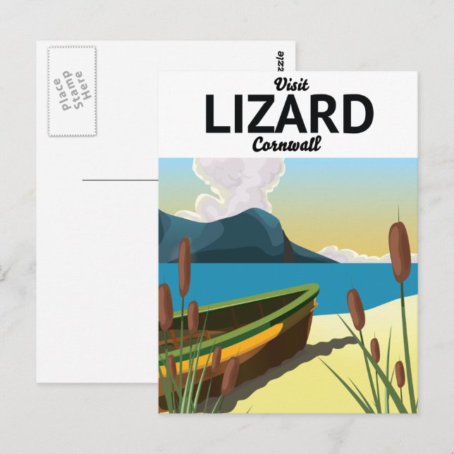 Lizard seaside travel poster postcard (Front/Back)