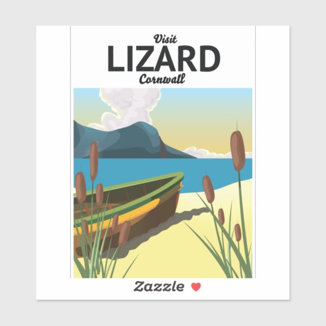 Lizard seaside travel poster sticker (Sheet)