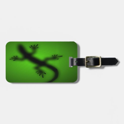 Lizard Silhouette Green Leaf Luggage Tag