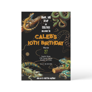 Lizard Snake Turtle Reptile Dark Birthday Party  Invitation