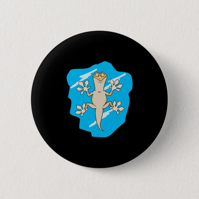 lizard stuck on glass pinback button (Front)