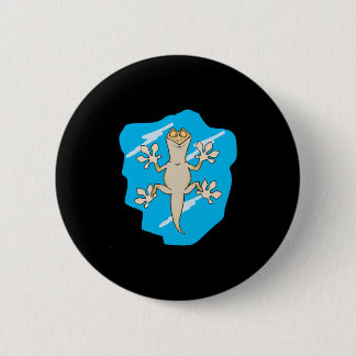 lizard stuck on glass pinback button