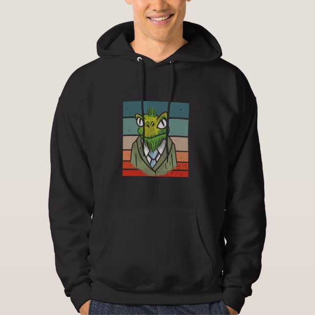Lizard suit formal cartoon retro, earthy tones Rep Hoodie (Front)